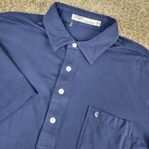 Criquet Mens Large Solid Navy Blue Performance Stretch Knit Polo Short Sleeve